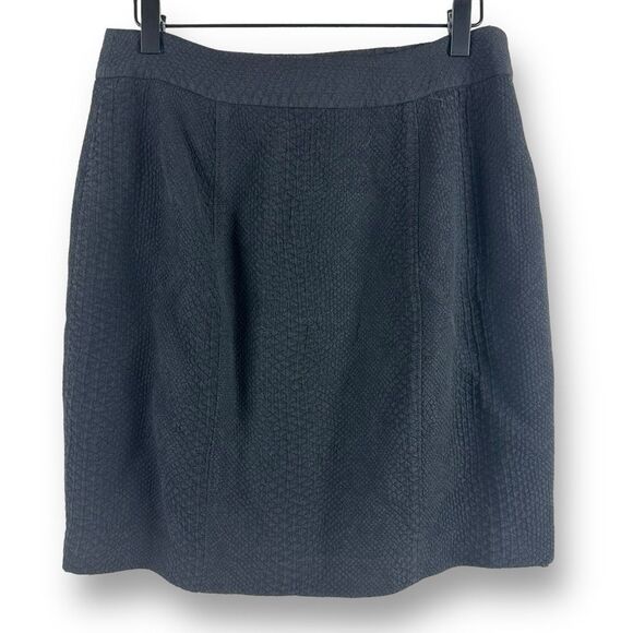 Ann Taylor Women's 8 Quilted Double Zipper Mini Skirt Black Dark Academia Office - Picture 2 of 8